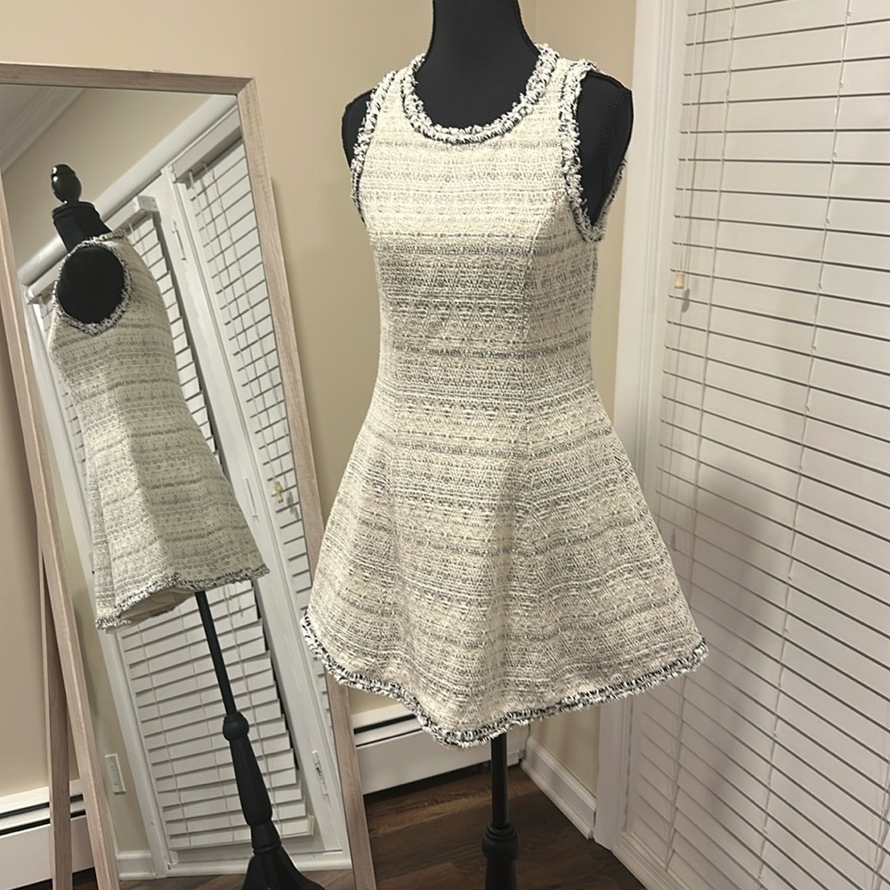 Adelyn Rae Tweed mini dress in white